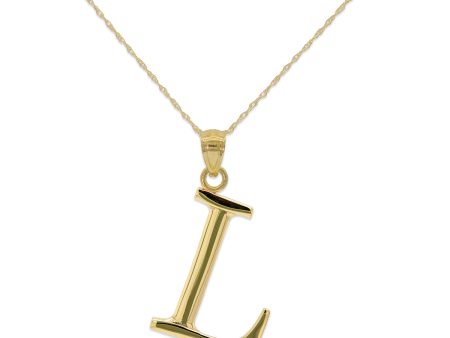 10KT Yellow Gold 18-inch 30MM Initial Pendant; Initial L Online