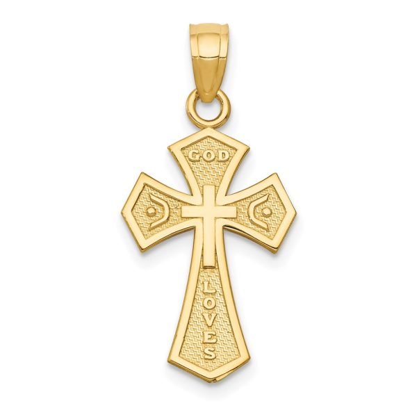 14KT Yellow Gold 26X12MM Reversible Cross Pendant. Chain Not Included Supply