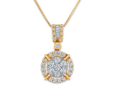 Red Hot Deal   3 4 CTW Diamond Cluster Halo 18-inch Pendant in 10KT White and Yellow Gold Discount