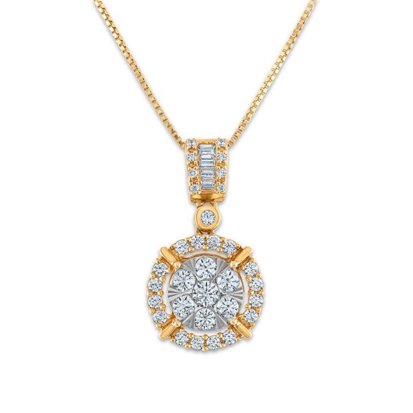 Red Hot Deal   3 4 CTW Diamond Cluster Halo 18-inch Pendant in 10KT White and Yellow Gold Discount