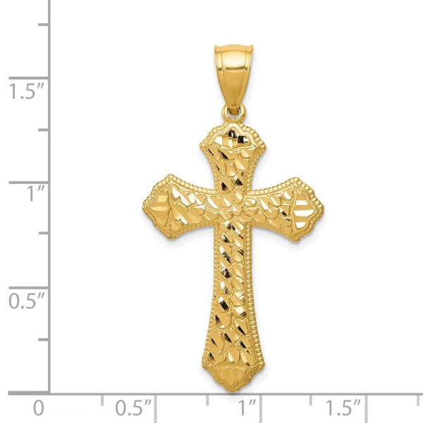 14KT Yellow Gold 41X21MM Diamond-cut Cross Pendant-Chain Not Included Online Sale