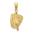 14KT Yellow Gold 16X11MM Three Dimensional Baseball Charm Cheap