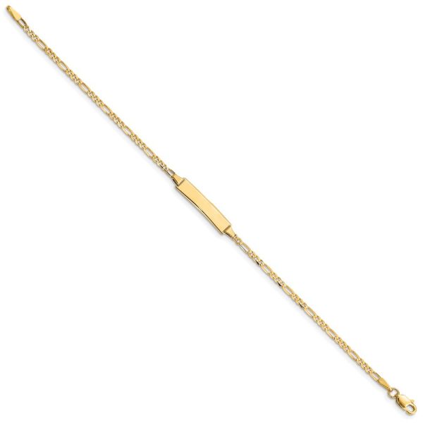 14KT Yellow Gold 8-inch 5MM Lobster Clasp Figaro ID Bracelet For Cheap