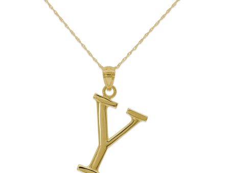 10KT Yellow Gold 18-inch 30MM Initial Pendant; Initial Y Fashion