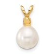 7MM Round Pearl and Garnet Pendant in 14KT Yellow Gold. Chain not Included Online