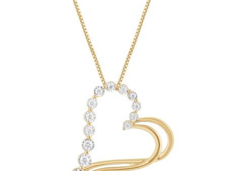 EcoLove 1 4 CTW Lab Grown Diamond 18-inch Heart Pendant in Gold Plated Sterling Silver Online Hot Sale