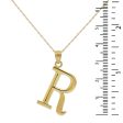 10KT Yellow Gold 18-inch 30MM Initial Pendant; Initial R on Sale