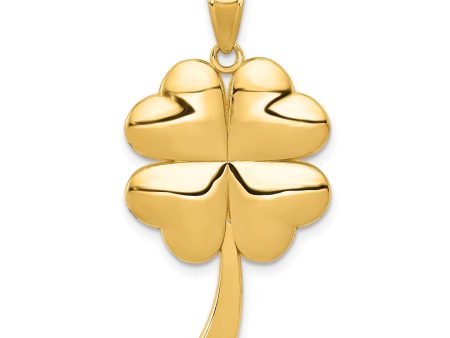 14KT Yellow Gold 30X18MM 4-Leaf Clover Pendant-Chain Not Included Discount