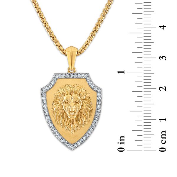 EcoLove 1 3 CTW Lab Grown Diamond Lion Pendant in Gold Plated Sterling Silver on Sale