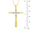 10KT Yellow Gold Diamond 18X12MM 18-inch Diamond Accent Cross Pendant For Sale