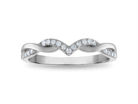 1 10 CTW Diamond Anniversary Twist Ring in 10KT White Gold For Sale