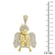 10KT Yellow Gold 3 8 CTW Diamond 44X27MM Praying Angel Cherub Charm. Chain not Included Hot on Sale