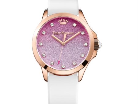 Juicy Couture Watch with 38MM Pink Dial and White Silicone Band Strap. 1901405 Hot on Sale