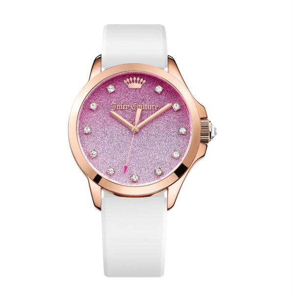 Juicy Couture Watch with 38MM Pink Dial and White Silicone Band Strap. 1901405 Hot on Sale