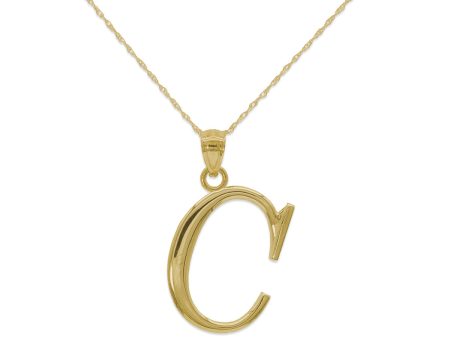 10KT Yellow Gold 18-inch 30MM Initial Pendant; Initial C Supply