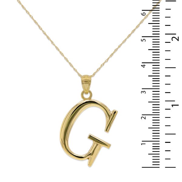 10KT Yellow Gold 18-inch 30MM Initial Pendant; Initial G Hot on Sale