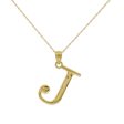 10KT Yellow Gold 18-inch 30MM Initial Pendant; Initial J Hot on Sale