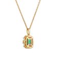 LoveSong EcoLove 8X6MM Emerald Shape Emerald and Diamond Halo 18-inch Pendant in 10KT Yellow Gold Fashion