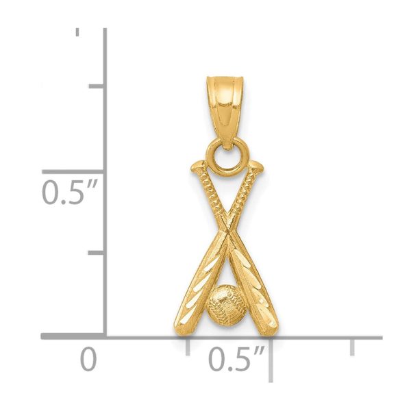 10KT Yellow Gold 20X9MM Diamond-cut Baseball Bat Charm Hot on Sale