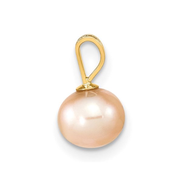 6X7MM Round Pearl Pendant in 14KT Yellow Gold. Chain not Included on Sale