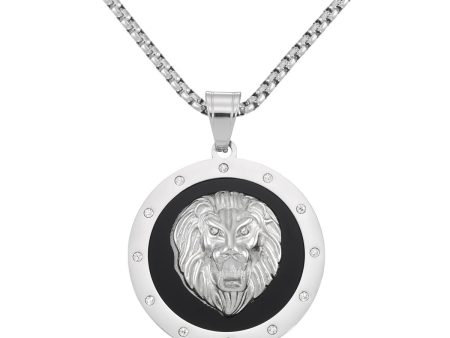 King by Simone I Smith Stainless Steel and Crystal 40MM 24-inch Lion Medallion Pendant Online Sale