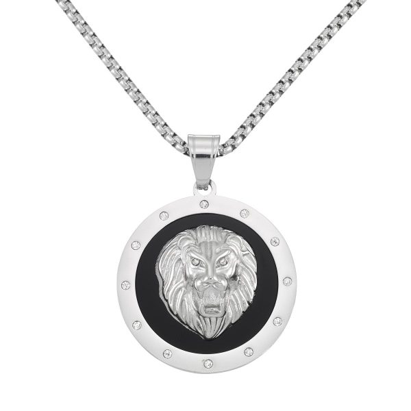 King by Simone I Smith Stainless Steel and Crystal 40MM 24-inch Lion Medallion Pendant Online Sale