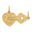 14KT Yellow Gold 19X23MM Break-Apart Heart Key Charm on Sale