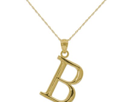 10KT Yellow Gold 18-inch 30MM Initial Pendant; Initial B For Sale