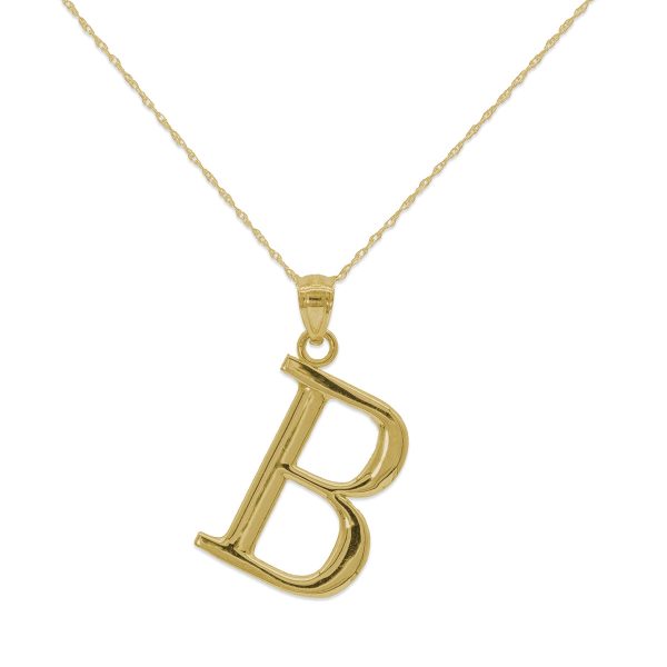 10KT Yellow Gold 18-inch 30MM Initial Pendant; Initial B For Sale