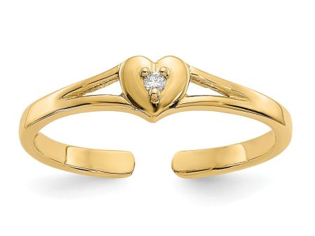 14KT Yellow Gold 1 100 CTW Heart Toe Ring Online now