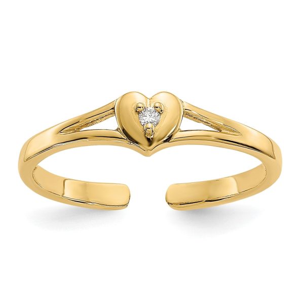 14KT Yellow Gold 1 100 CTW Heart Toe Ring Online now