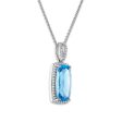 Red Hot Deal  15X7MM Cushion Swiss Blue Topaz and Sapphire Halo 18-inch Pendant in Sterling Silver Online now