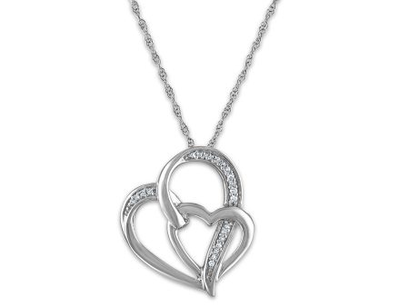 LoveSong 1 20 CTW Diamond Heart 18-inch Pendant in Sterling Silver For Discount