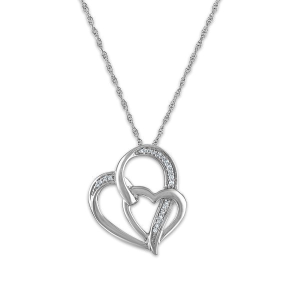 LoveSong 1 20 CTW Diamond Heart 18-inch Pendant in Sterling Silver For Discount