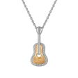 Diamond Accent 18-inch Guitar Pendant in Two-Tone Sterling Silver Supply