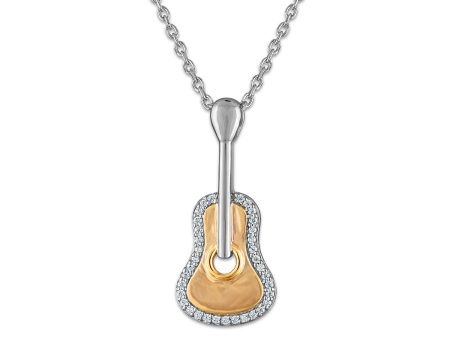 Diamond Accent 18-inch Guitar Pendant in Two-Tone Sterling Silver Supply