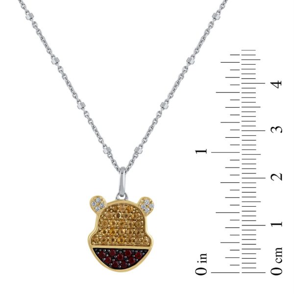 Disney Jewels Citrine, Garnet and Diamond Winnie The Pooh Pendant in Sterling Silver Online