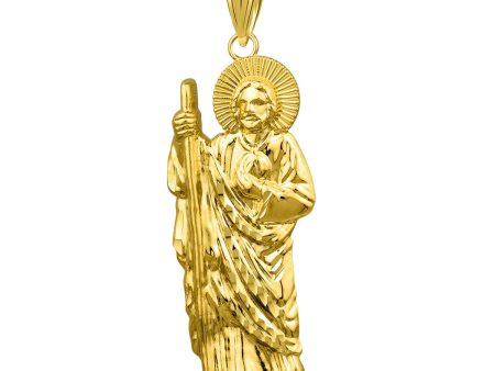 10KT Yellow Gold 40MM St Jude Pendant. Chain Not Included Hot on Sale