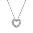 EcoLove 1 4 CTW Lab Grown Diamond Double Row 18-inch Heart Pendant in Rhodium Plated Sterling Silver Cheap