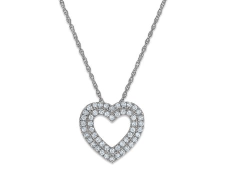 EcoLove 1 4 CTW Lab Grown Diamond Double Row 18-inch Heart Pendant in Rhodium Plated Sterling Silver Cheap