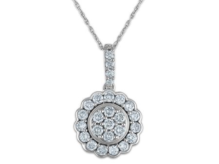 3 4 CTW Diamond Halo 18-inch Pendant in 14KT White Gold For Discount