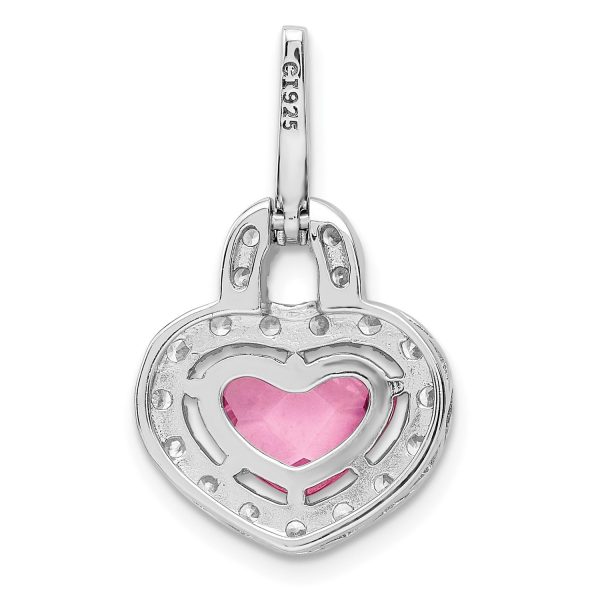 Sterling Silver Cubic Zirconia 27X16MM Heart Pendant. Chain Not Included Hot on Sale