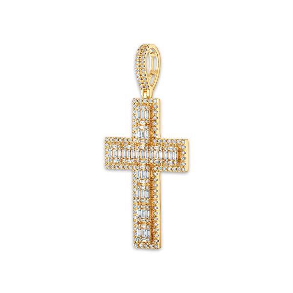 10KT Yellow Gold 2-1 4 CTW Diamond 62X29MM Cross Pendant. Chain Not Included Sale