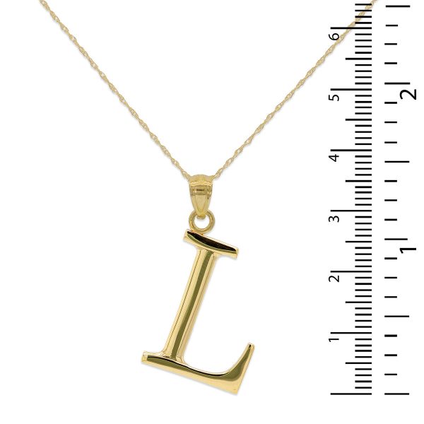 10KT Yellow Gold 18-inch 30MM Initial Pendant; Initial L Online