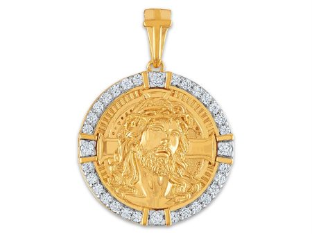 10KT Yellow Gold 3 4 CTW Diamond 25X35MM Jesus Christ Religious Pendant. Chain Not Included Discount