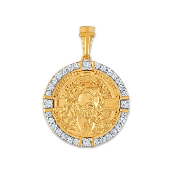 10KT Yellow Gold 3 4 CTW Diamond 25X35MM Jesus Christ Religious Pendant. Chain Not Included Discount