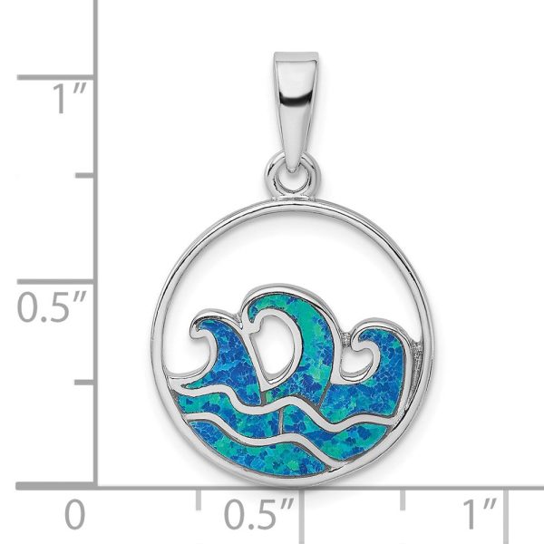 Sterling Silver Opal 30X20MM Wave Pendant. Chain Not Included For Discount