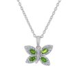 4X2MM Marquise Chrome Diopside and White Topaz Fashion Butterly 18-inch Pendant in Rhodium Plated Sterling Silver Sale