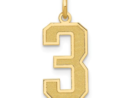 14k Medium Satin Number 3 Charm Fashion