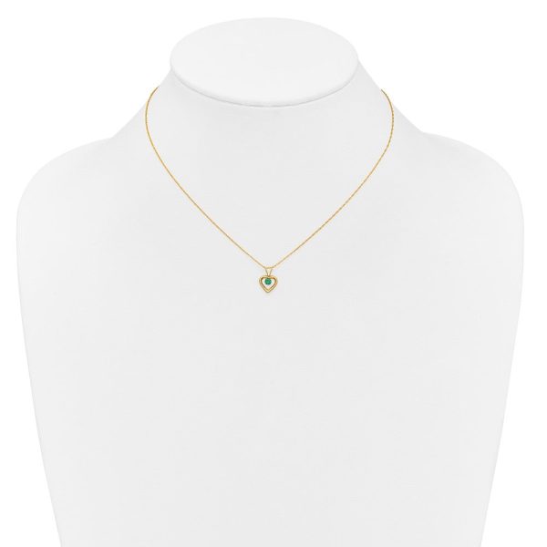 14KT Yellow Gold 3MM Round Emerald 15-inch Childrens Birthstone Pendant For Cheap